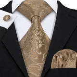 Funki Buys | Neckties | Men's 3pcs Silk Bronze Floral Tie Set
