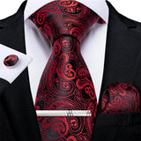 Funki Buys | Neckties | Men's Formal 4pcs Silk Red Tie Set