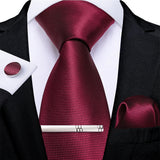 Funki Buys | Neckties | Men's Formal 4pcs Silk Red Tie Set