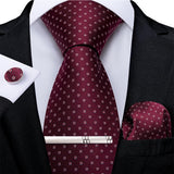 Funki Buys | Neckties | Men's Formal 4pcs Silk Red Tie Set