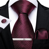 Funki Buys | Neckties | Men's Formal 4pcs Silk Red Tie Set