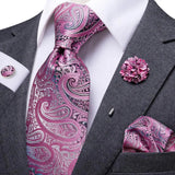 Funki Buys | Neckties | Men's Formal 4pcs Floral Pink Tie Set