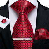 Funki Buys | Neckties | Men's Formal 4pcs Silk Red Tie Set