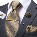 Funki Buys | Neckties | Men's 5 Pcs Floral Bronze Tie Set