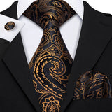 Funki Buys | Neckties | Men's Classic 3pcs Gold Tie Set