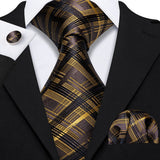 Funki Buys | Neckties | Men's Classic 3pcs Gold Tie Set