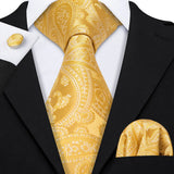 Funki Buys | Neckties | Men's Classic 3pcs Gold Tie Set