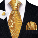 Funki Buys | Neckties | Men's Classic 3pcs Gold Tie Set