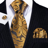 Funki Buys | Neckties | Men's Classic 3pcs Gold Tie Set
