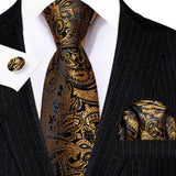 Funki Buys | Neckties | Men's Classic 3pcs Gold Tie Set