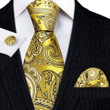 Funki Buys | Neckties | Men's Classic 3pcs Gold Tie Set