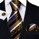 Funki Buys | Neckties | Men's Classic 3pcs Gold Tie Set
