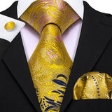 Funki Buys | Neckties | Men's Classic 3pcs Gold Tie Set