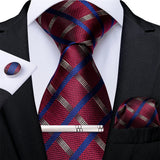 Funki Buys | Neckties | Men's Formal 4pcs Silk Red Tie Set