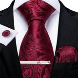 Funki Buys | Neckties | Men's Formal 4pcs Silk Red Tie Set