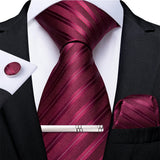Funki Buys | Neckties | Men's Formal 4pcs Silk Red Tie Set