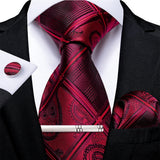 Funki Buys | Neckties | Men's Formal 4pcs Silk Red Tie Set