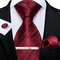 Funki Buys | Neckties | Men's Formal 4pcs Silk Red Tie Set