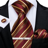 Funki Buys | Neckties | Men's Formal 4pcs Silk Red Tie Set