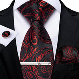 Funki Buys | Neckties | Men's Formal 4pcs Silk Red Tie Set