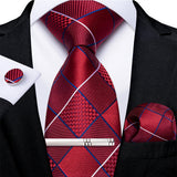 Funki Buys | Neckties | Men's Formal 4pcs Silk Red Tie Set