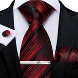 Funki Buys | Neckties | Men's Formal 4pcs Silk Red Tie Set