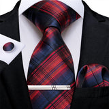 Funki Buys | Neckties | Men's Formal 4pcs Silk Red Tie Set