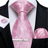 Funki Buys | Neckties | Men's Formal 3pcs Pink Tie Set