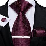 Funki Buys | Neckties | Men's Formal 4pcs Silk Red Tie Set
