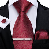 Funki Buys | Neckties | Men's Formal 4pcs Silk Red Tie Set