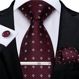 Funki Buys | Neckties | Men's Formal 4pcs Silk Red Tie Set