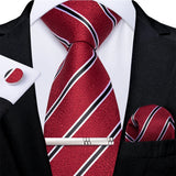 Funki Buys | Neckties | Men's Formal 4pcs Silk Red Tie Set