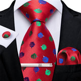 Funki Buys | Neckties | Men's Formal 4pcs Silk Red Tie Set