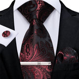 Funki Buys | Neckties | Men's Formal 4pcs Silk Red Tie Set