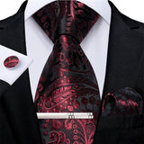 Funki Buys | Neckties | Men's Formal 4pcs Silk Red Tie Set