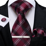 Funki Buys | Neckties | Men's Formal 4pcs Silk Red Tie Set