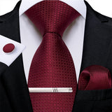 Funki Buys | Neckties | Men's Formal 4pcs Silk Red Tie Set