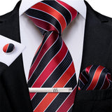 Funki Buys | Neckties | Men's Formal 4pcs Silk Red Tie Set