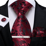 Funki Buys | Neckties | Men's Formal 4pcs Silk Red Tie Set