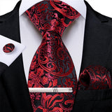 Funki Buys | Neckties | Men's Formal 4pcs Silk Red Tie Set