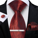 Funki Buys | Neckties | Men's Formal 4pcs Silk Red Tie Set