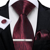 Funki Buys | Neckties | Men's Formal 4pcs Silk Red Tie Set