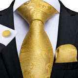Funki Buys | Neckties | Men's Classic 3 Pcs Gold Floral Tie Set