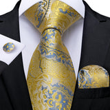 Funki Buys | Neckties | Men's Classic 3 Pcs Gold Floral Tie Set