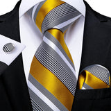 Funki Buys | Neckties | Men's Classic 3 Pcs Gold Floral Tie Set