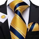 Funki Buys | Neckties | Men's Classic 3 Pcs Gold Floral Tie Set