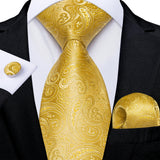 Funki Buys | Neckties | Men's Classic 3 Pcs Gold Floral Tie Set