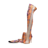 Funki Buys | Boots | Women's Multicolor Snake Print Long Boots