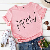 Funki Buys | Shirts | Women's Cute Meow Cat Printed T-Shirt