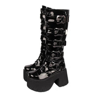 Funki Buys | Boots | Women's Harajuku Wide Buckle Boots